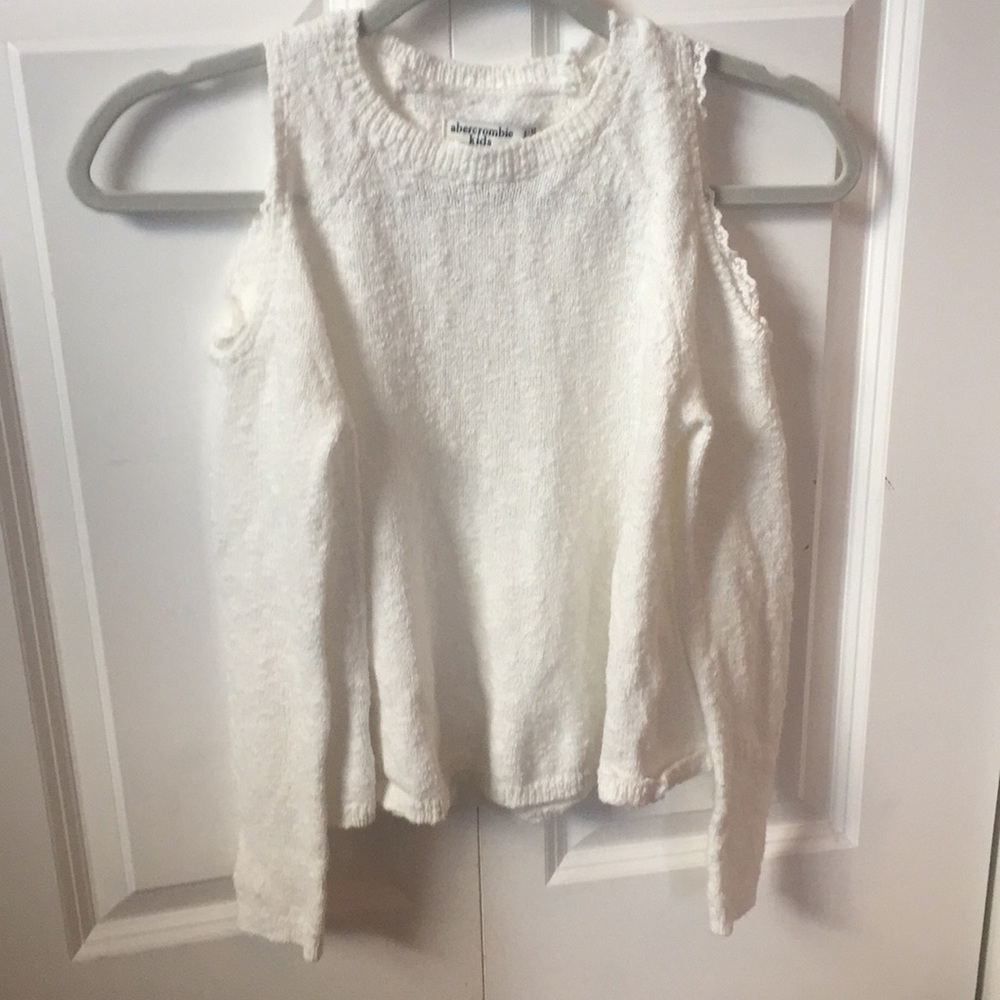 Abercrombie kids off white cold shoulder sweater